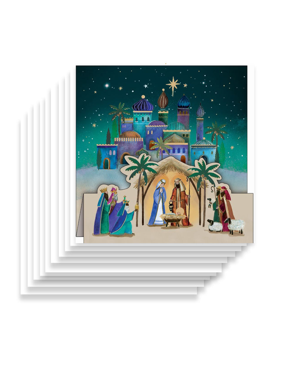 These charity Christmas cards feature a traditional 3D nativity scene, perfect for giving to loved ones over this festive season. Fully recyclable, these cards and envelopes have been created from FSC certified paper and card, even the packaging is recyclable. Making these cards 100% recyclable