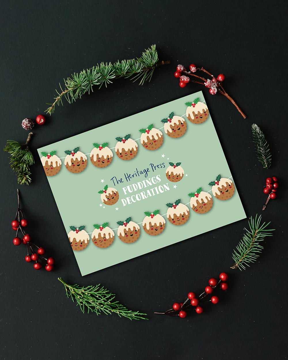 Introducing our delightful Christmas bunting with Christmas pudding Emoji faces. The perfect addition to your holiday decorations! This festive bunting features 16 charming Christmas pudding flags, each measuring 14.8cm by 16.4cm, and they're all double-sided with adorable emoji faces that will bring a smile to everyone's face. With a generous 10-meter white ribbon included, setting up your Christmas bunting couldn't be easier