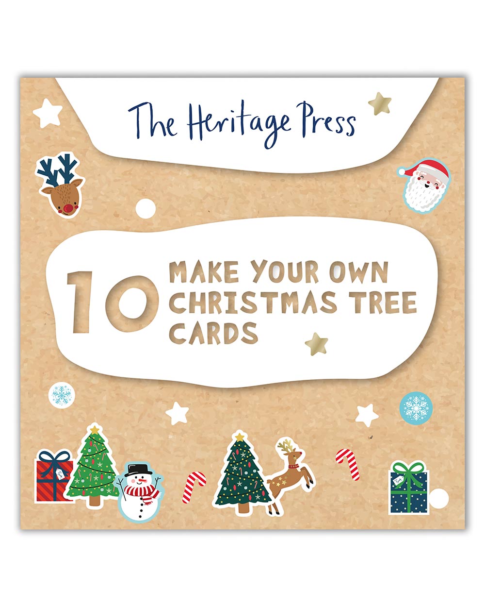 Inside this kit, you'll find 10 high-quality Christmas tree-shaped cards. With 5 light green and 5 dark green trees, you'll have the perfect canvas to create stunning, personalised cards. Accompanying these charming cards are 10 white envelopes, ensuring your heartfelt creations have the perfect finishing touch. With an array of 140 jolly festive stickers, from candy canes to gingerbread men, snowmen to Santa Claus, reindeer to presents and more! and 110 gold stickers