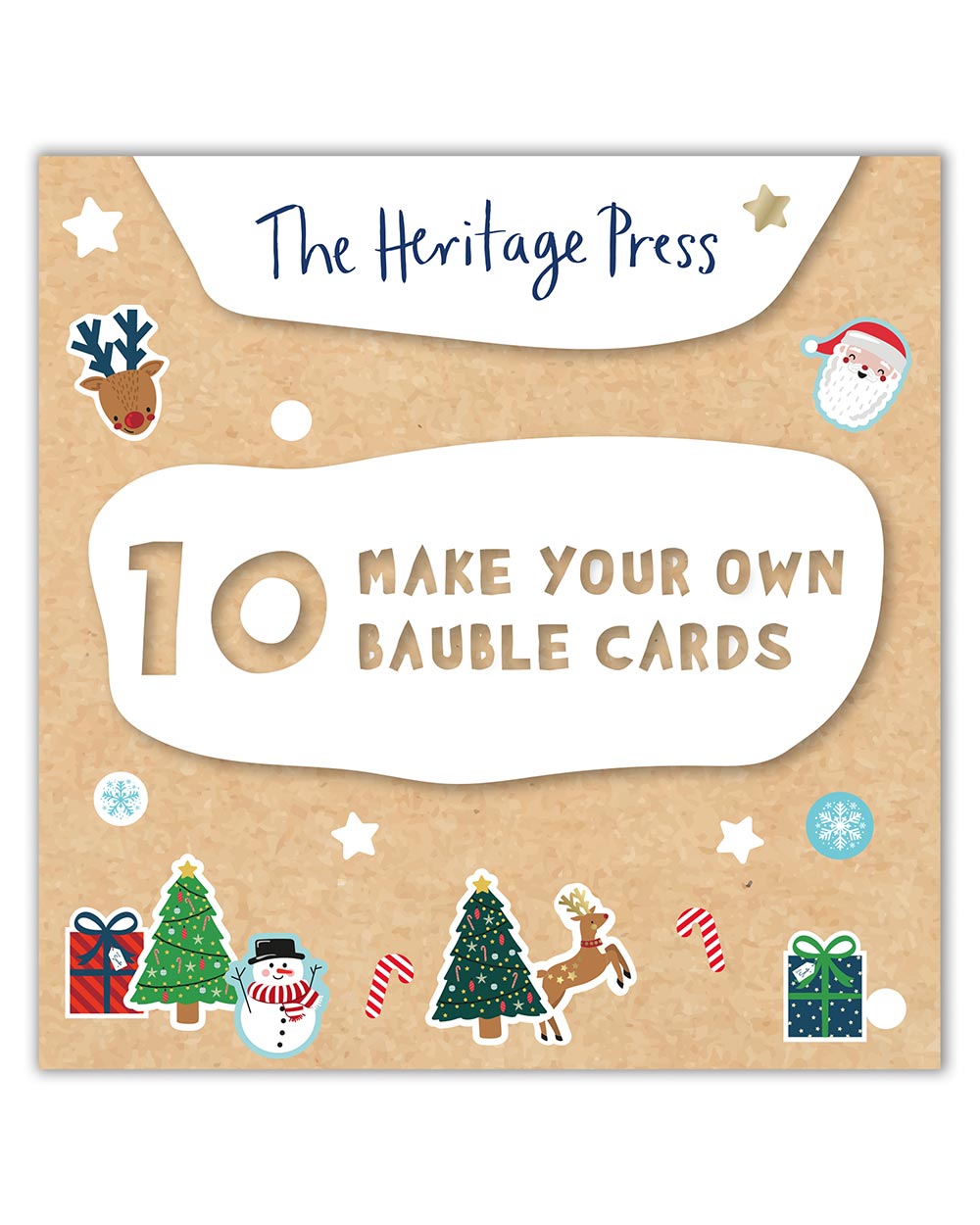 Inside, you'll discover 10 bauble-shaped cards. With 5 captivating green bauble cards and 5 vibrant red bauble cards, with a shimmering gold back. You'll have the perfect canvas to bring your imagination to life. Included in this Christmas card making kit is a whopping 250 stickers in total. Among these stickers, you'll find 140 jolly festive delights. Everything to make your own cards!