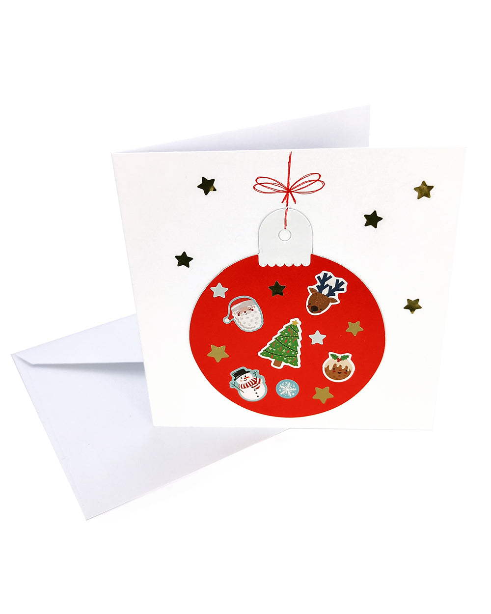 Inside, you'll discover 10 bauble-shaped cards. With 5 captivating green bauble cards and 5 vibrant red bauble cards, with a shimmering gold back. You'll have the perfect canvas to bring your imagination to life. Included in this Christmas card making kit is a whopping 250 stickers in total. Among these stickers, you'll find 140 jolly festive delights. Everything to make your own cards!
