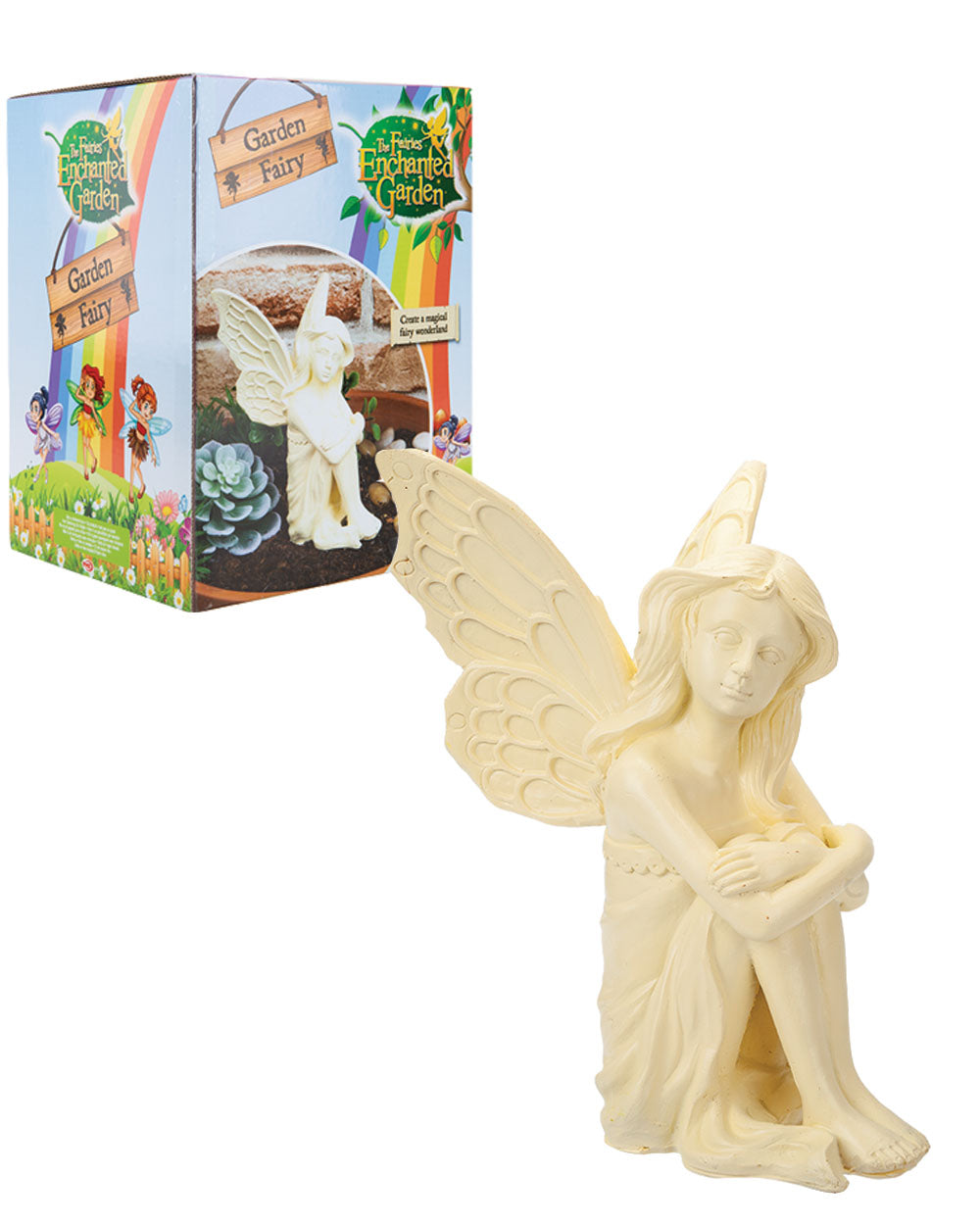 Garden Ornament Sitting Fairy Outdoor Cream