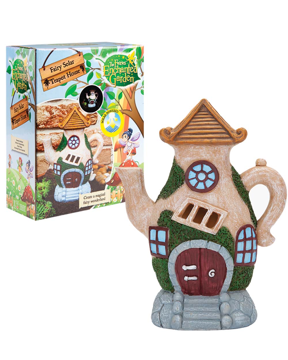 Solar Light Up Garden Ornament Fairy House Teapot