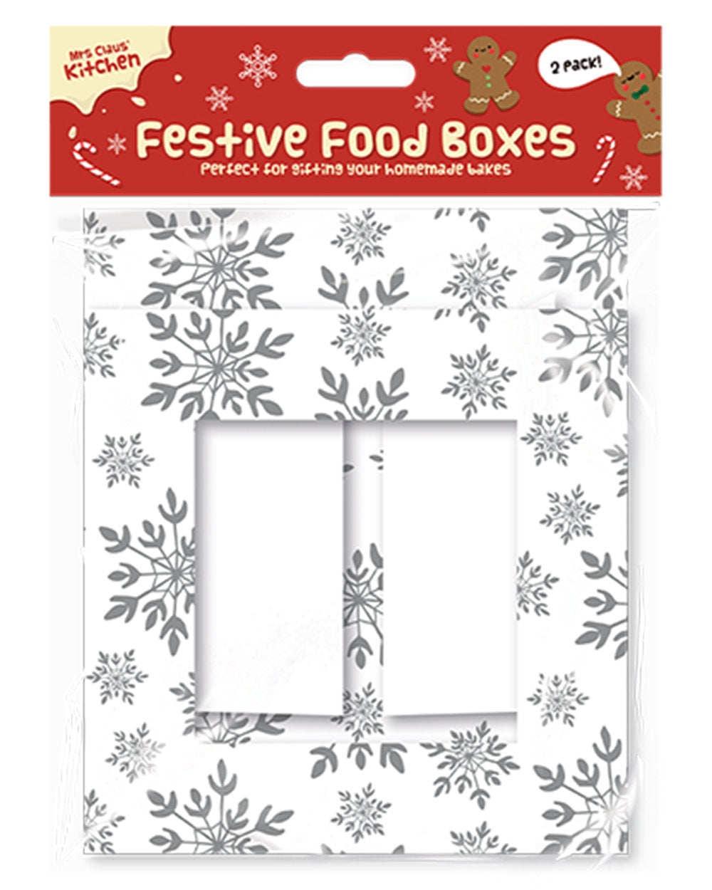 Christmas Food Boxes Cookie Box With Window 2 PC Snowflake