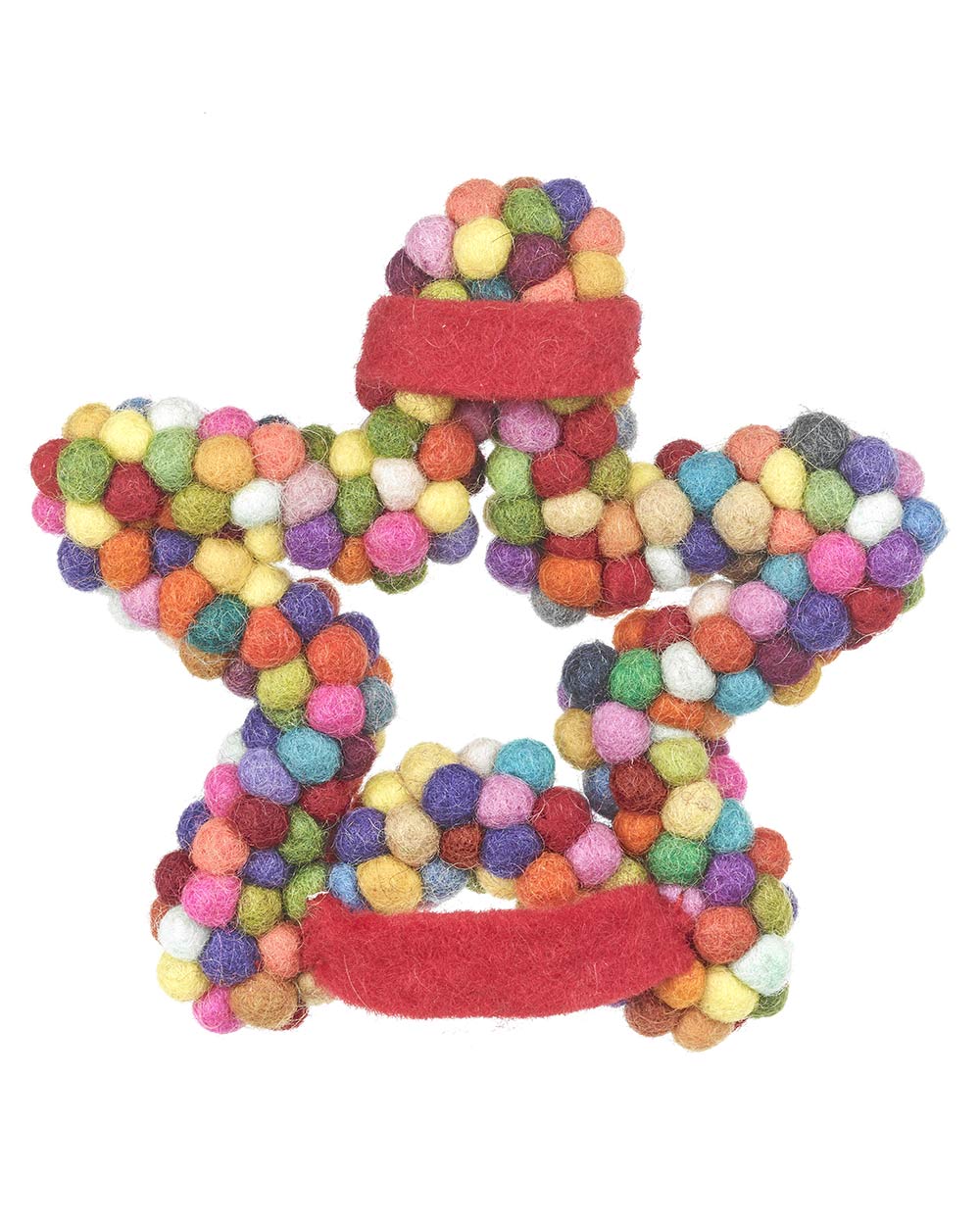 Christmas Tree Topper Pom Pom Handmade Star