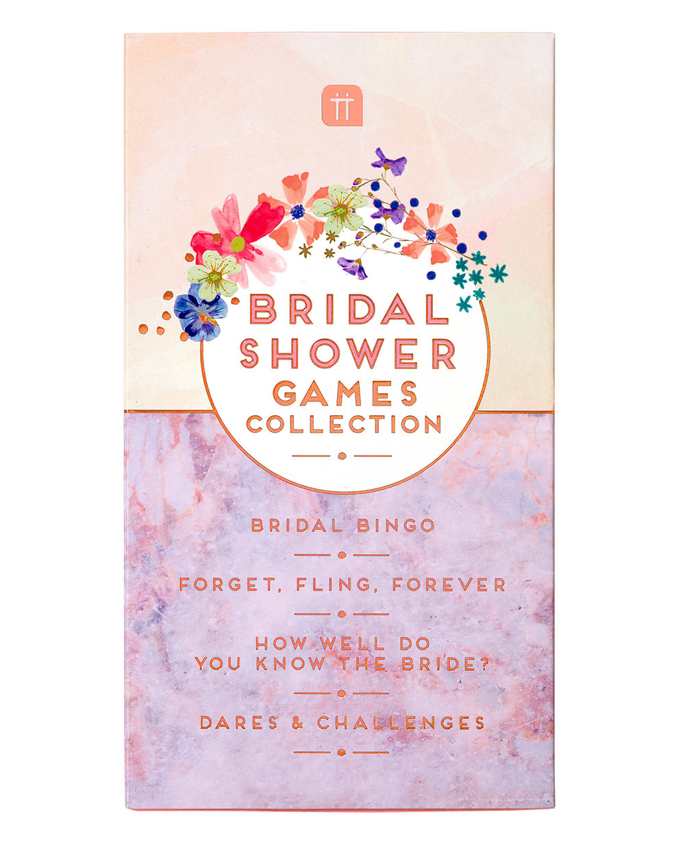 bridal hen party bridal shower games boxed on a white cut out background
