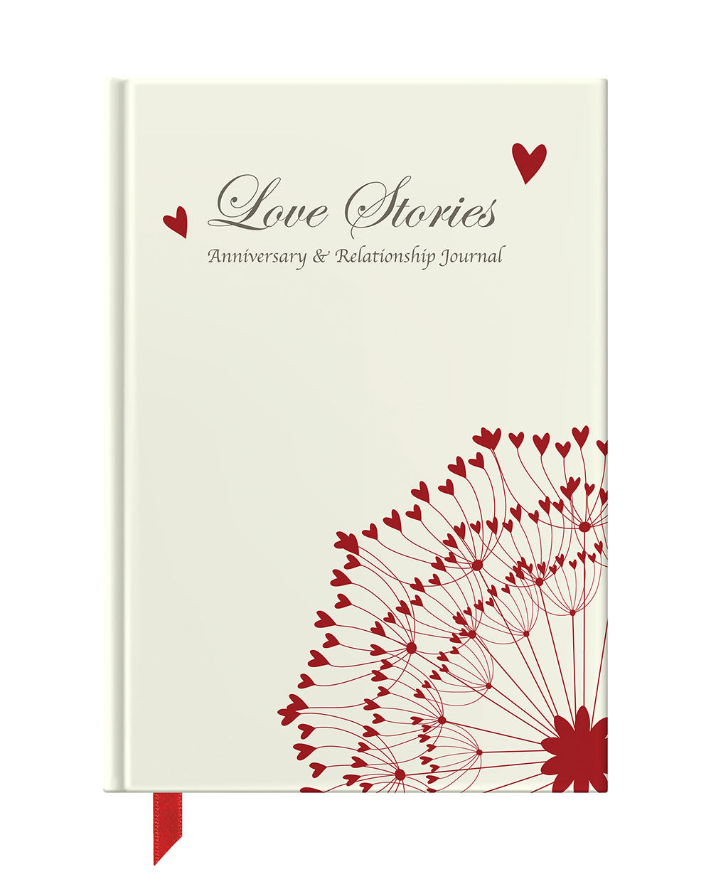 Memory book journal love stories from you to me great for an anniversary or wedding gift. white cut out image of the book lying down