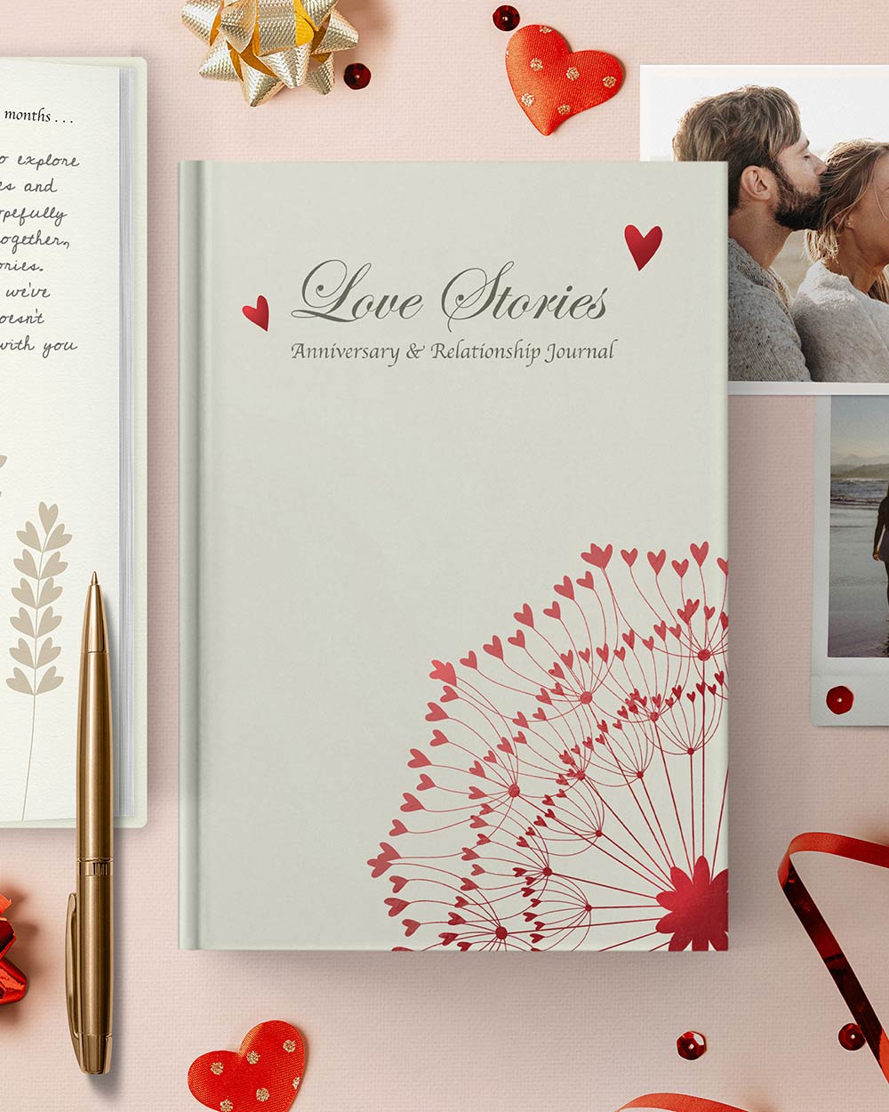 Memory book journal love stories from you to me great for an anniversary or wedding gift. Lifestyle image of the book lying down