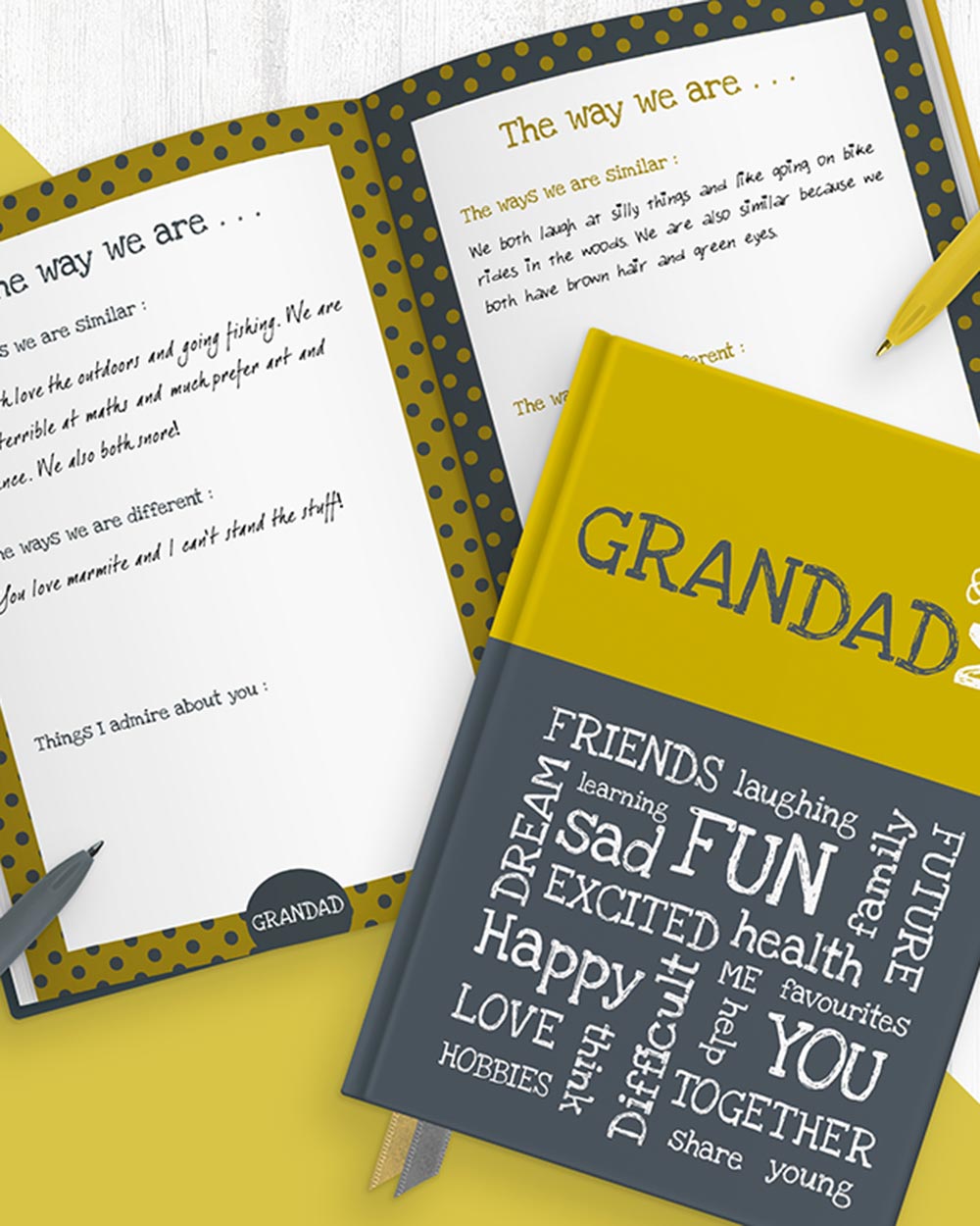 you and me journal memory book gift lifestyle image of the book open and example of the text