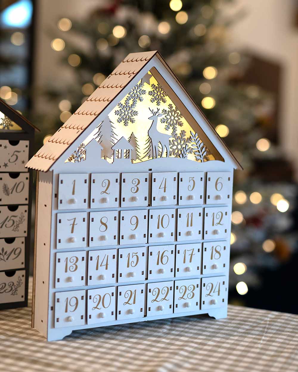 Wooden Advent Calendar Light Up Woodland House