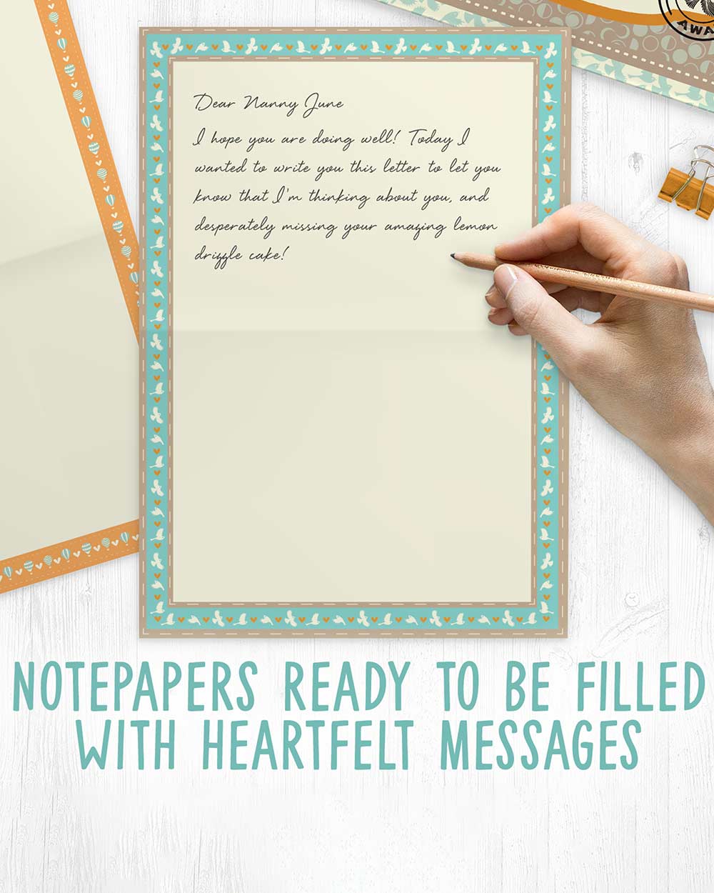 Keepsake Book Messages For You, While You’re Away. Lifestyle image of someone writing the book