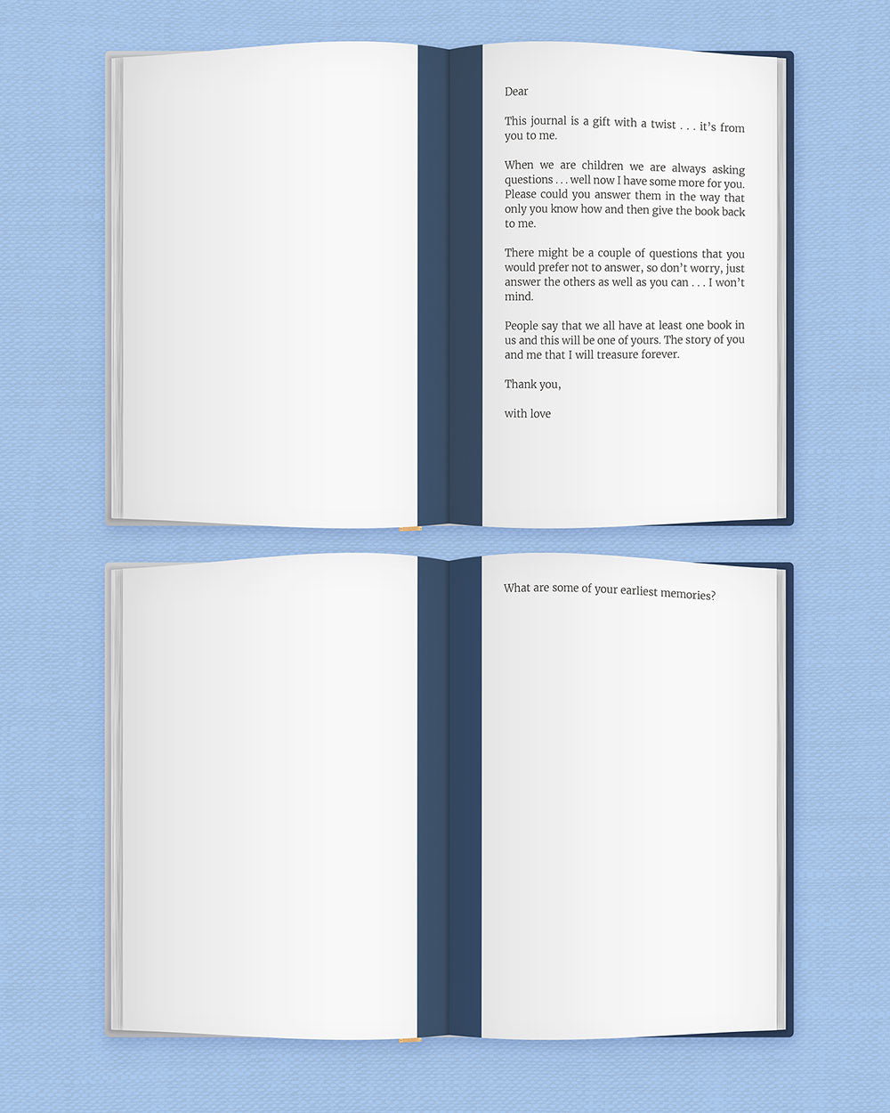 Memory Book Dear Son From You To Me Journal Timeless of the book open on a blue background