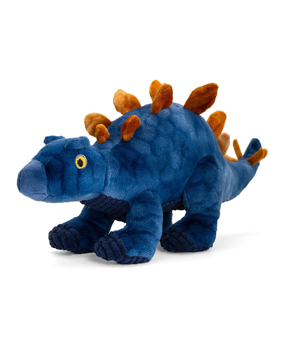 Keeleco Blue Stegosaurus Dinosaur Kids Soft Toy 26cm on a white cut out background