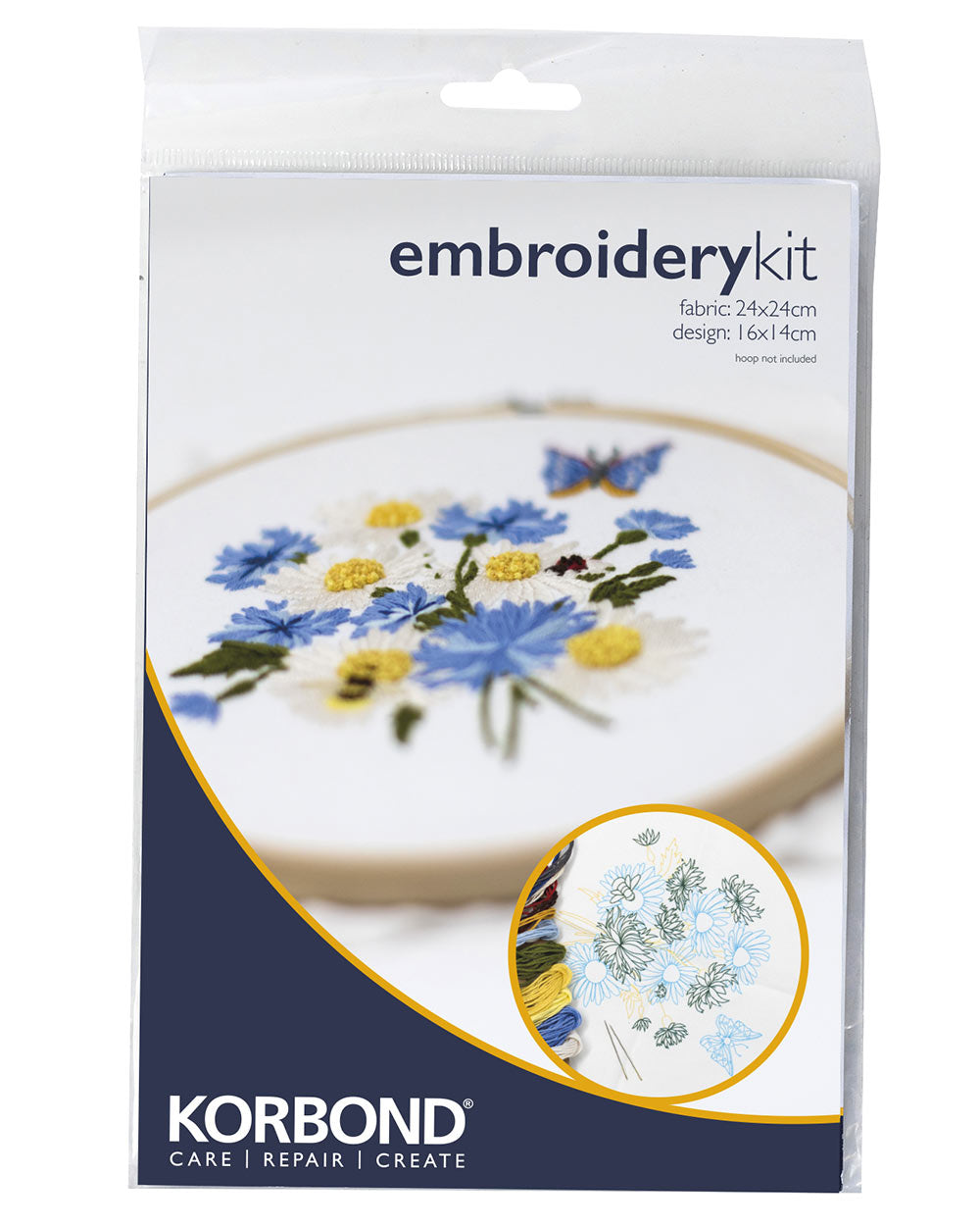 Floral Corn Flower Embroidery Kit packaged