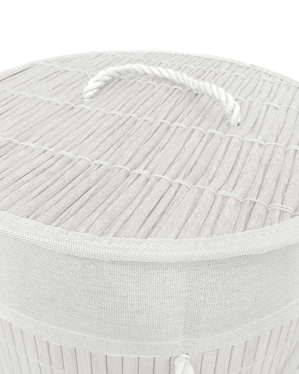 Bamboo Laundry Basket Round Hamper With Lid White