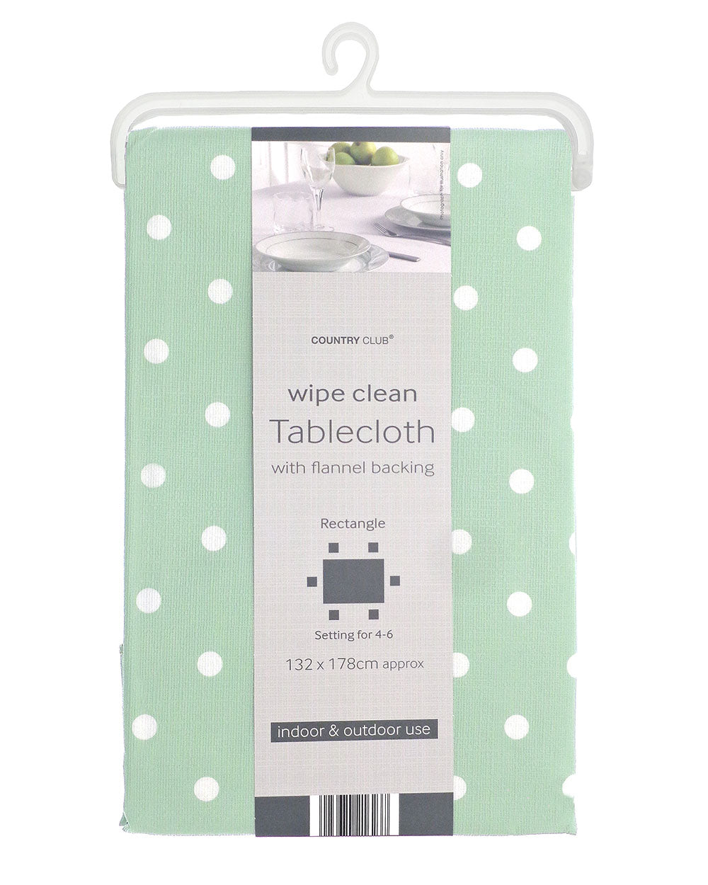 Wipe Clean Tablecloth Mint Green And White 132 x 178cm