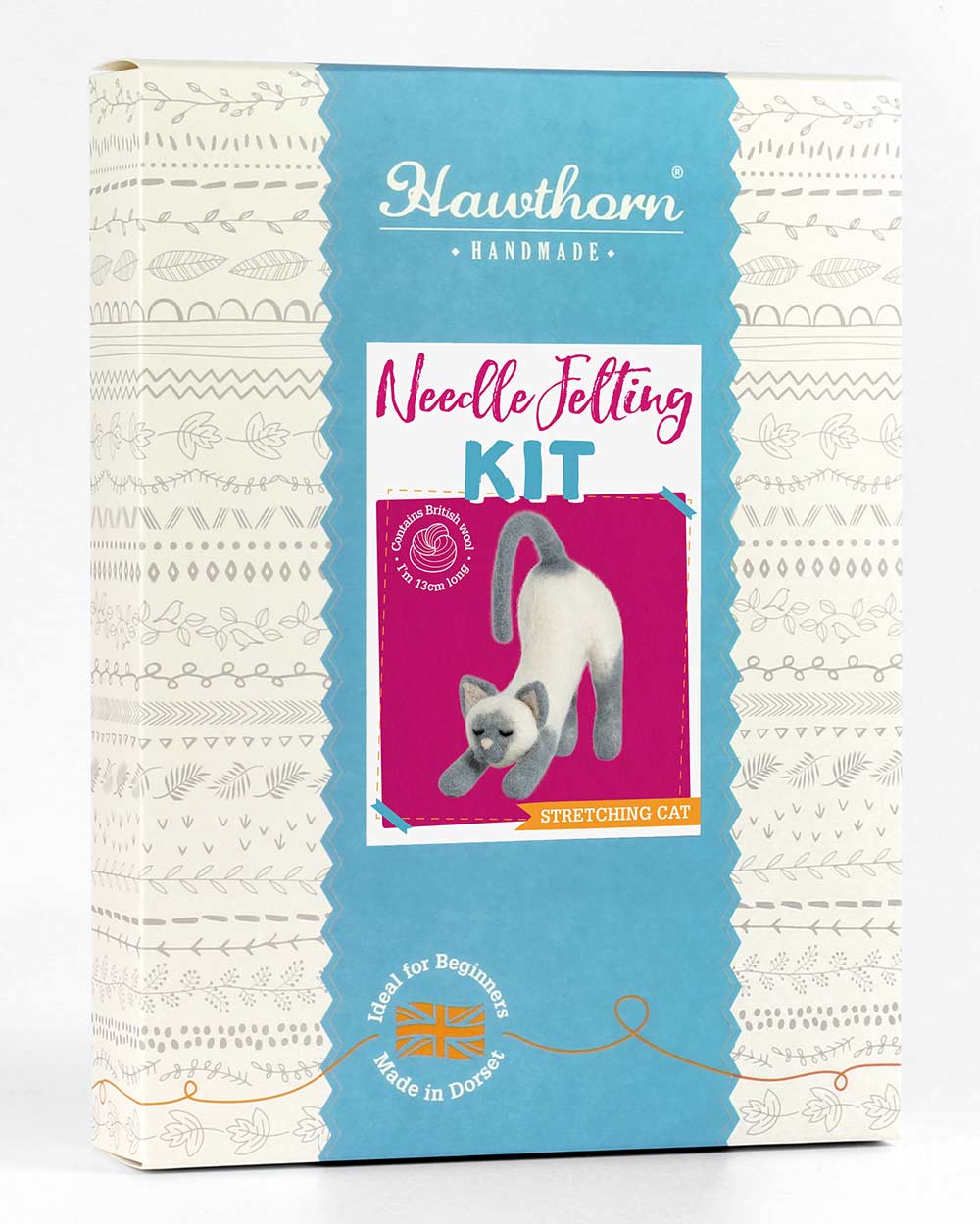 Stretching Cat Needle Felting Kit Adult Craft Kit 14+