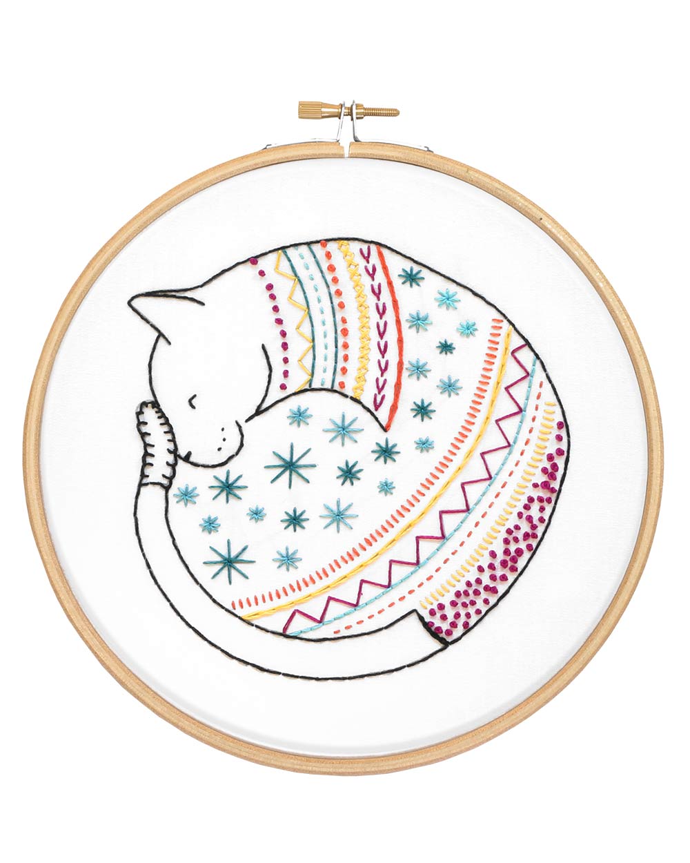 Cat Embroidery Kit Colourful Adult Craft Kit 12+