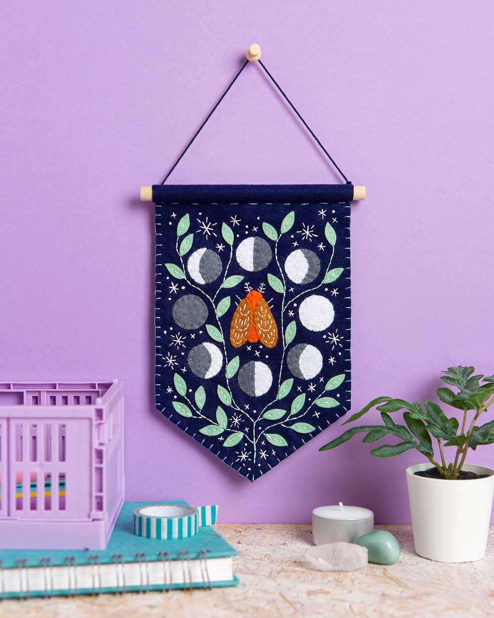 Celestial Pennant Felt Wall Hanging Embroidery Craft Kit