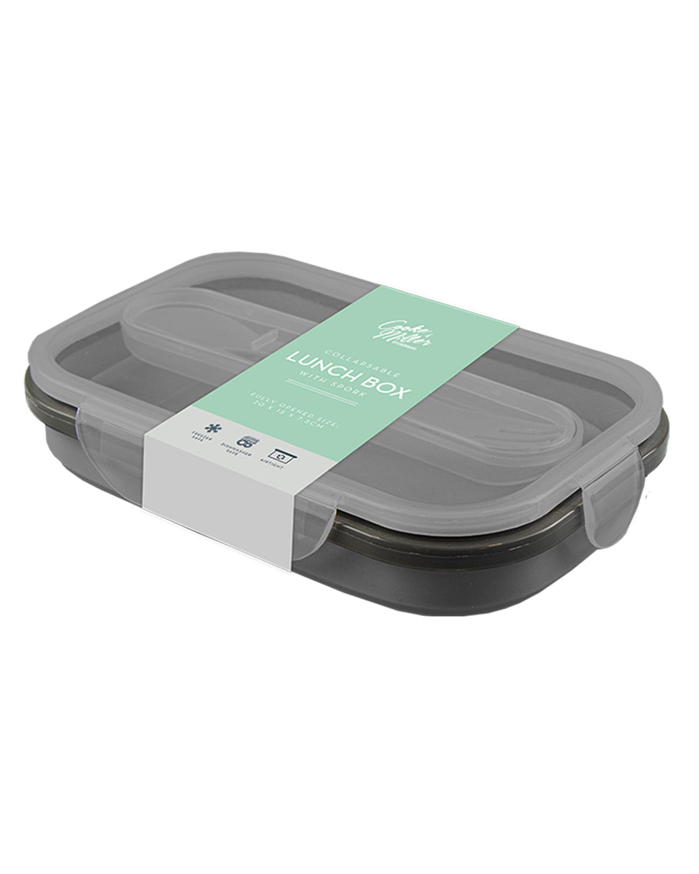 Collapsible Lunch Box With Spork Charcoal