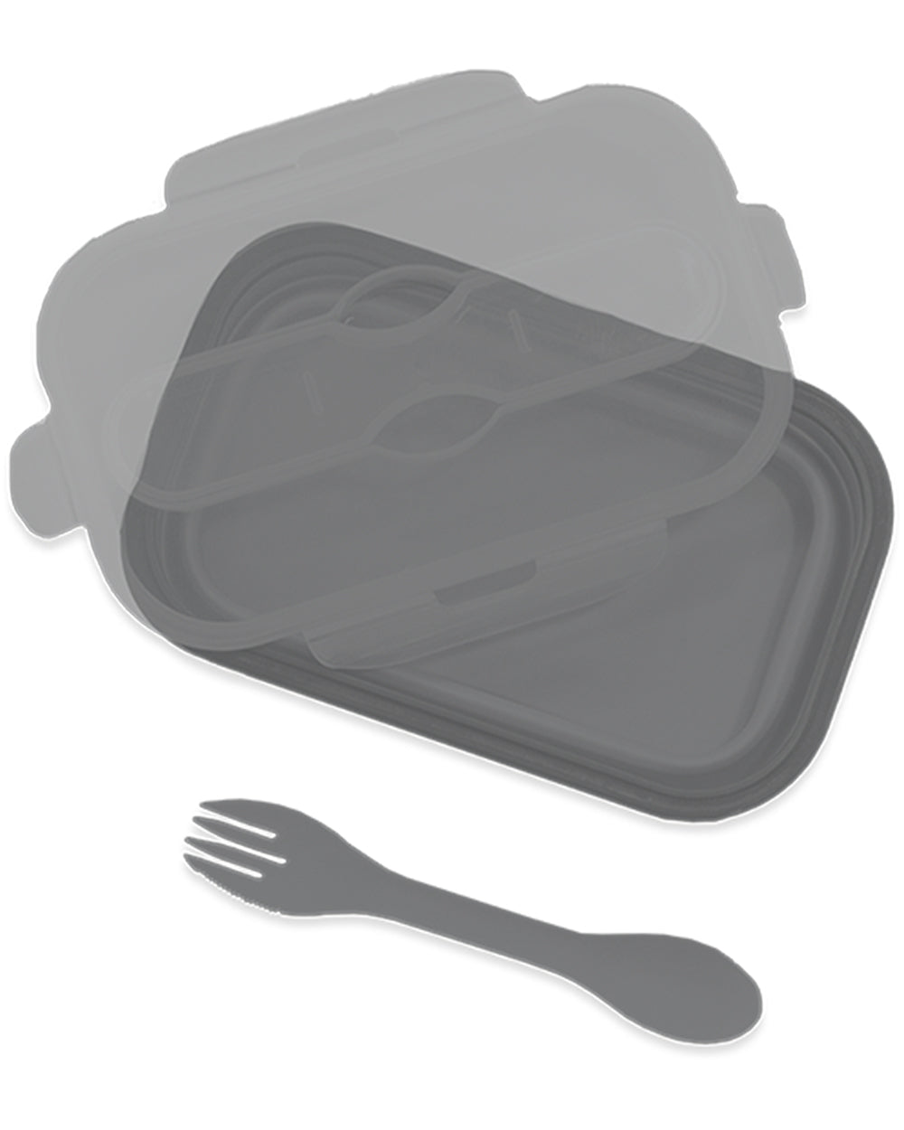 Collapsible Lunch Box With Spork Charcoal