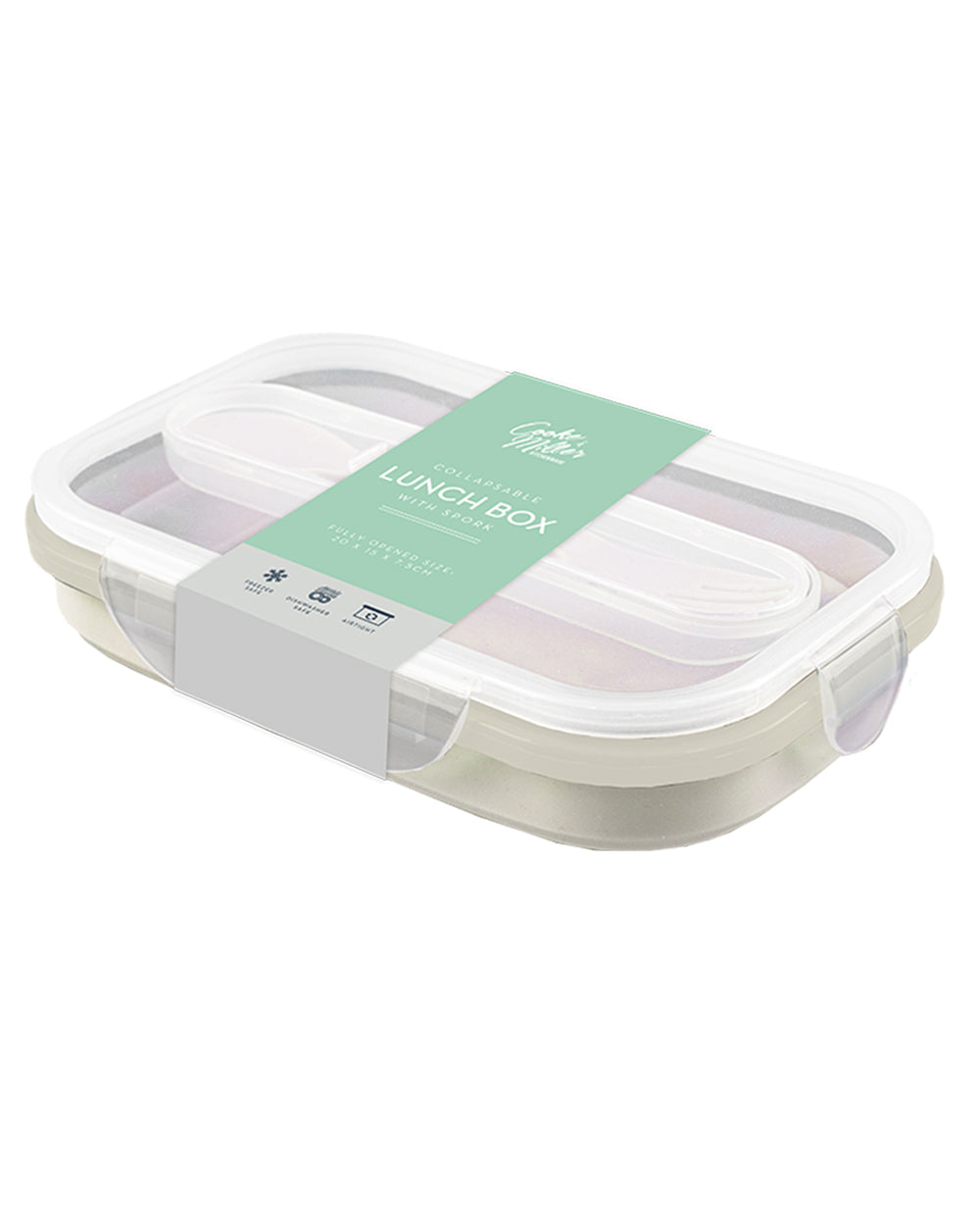 Collapsible Lunch Box With Spork Cream