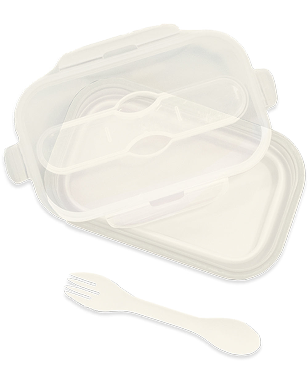 Collapsible Lunch Box With Spork Cream