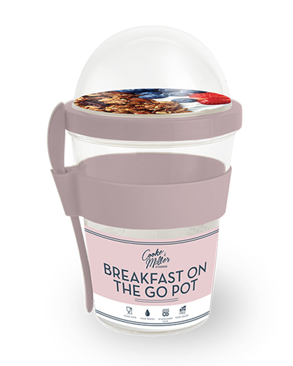 Dual Container Breakfast Pot Cereal And Yogurt Pink
