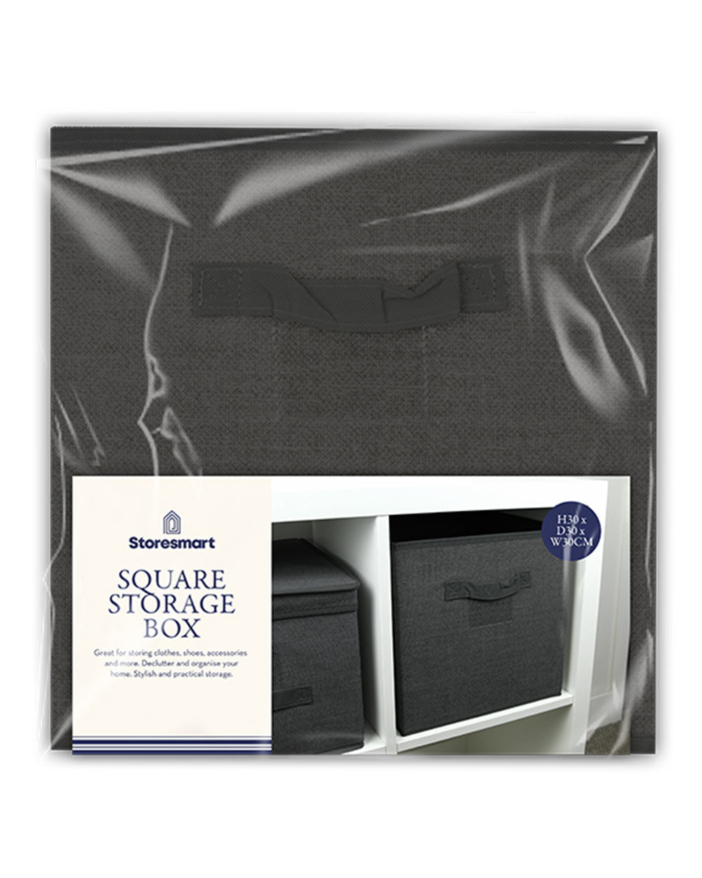 Fabric Storage Box Organiser With Handles Grey