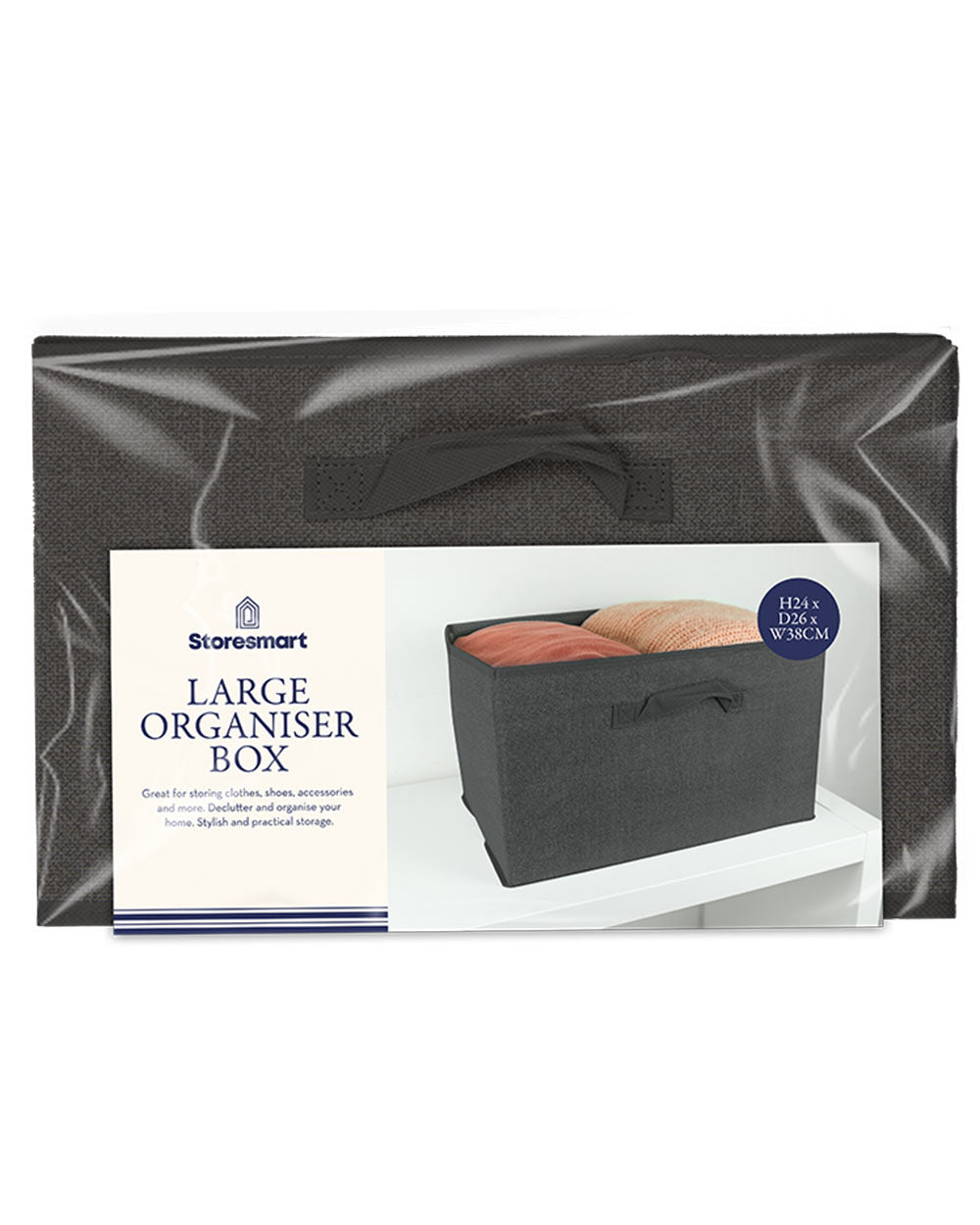 Large Fabric Storage Box Organiser Grey