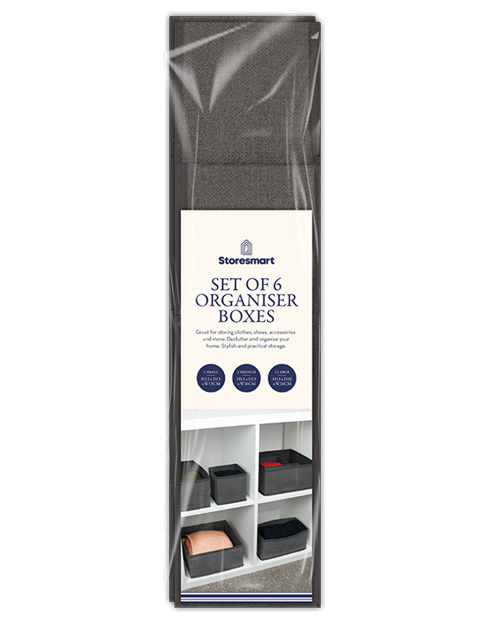 Home Fabric Storage Boxes Assorted Sizes 6 Pack