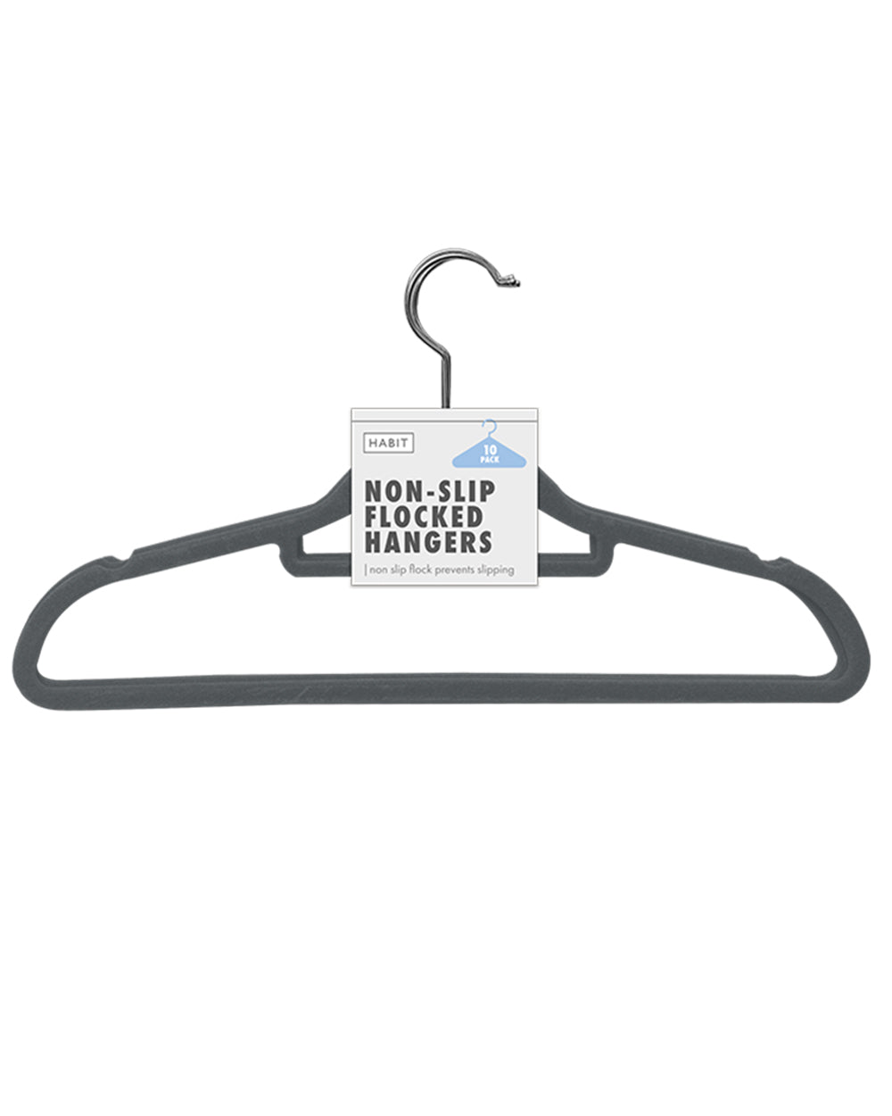 Non-Slip Clothes Hangers Flocked 10 Pack Grey