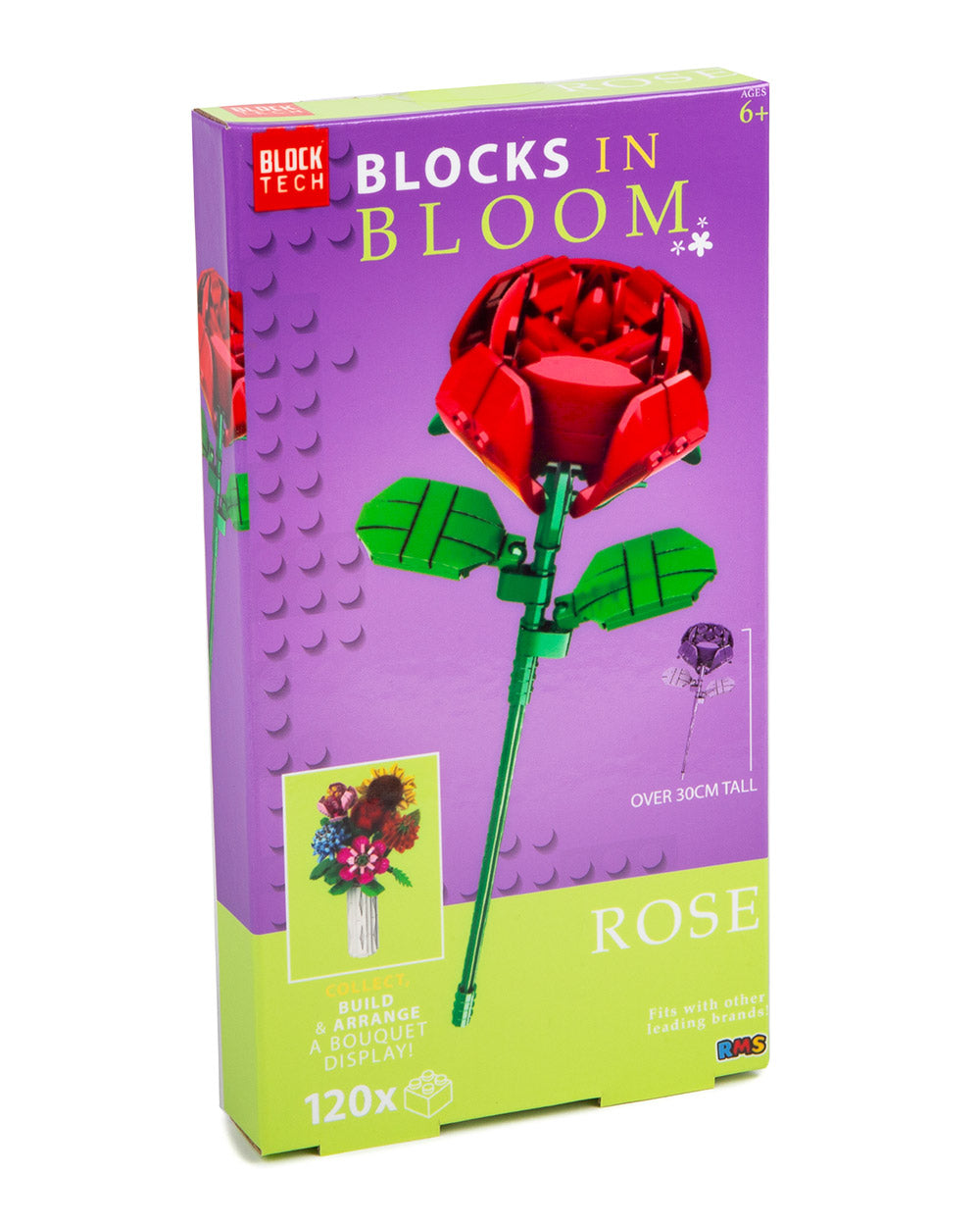 Blocks in Bloom Rose Red Flower Build Kit 6+