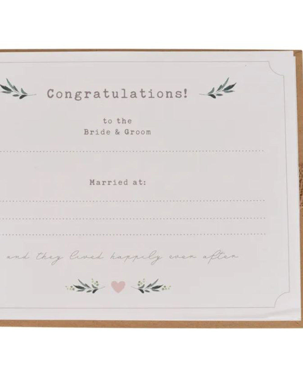 Wedding Guest Book Leaf Design Natural Hessian Bow