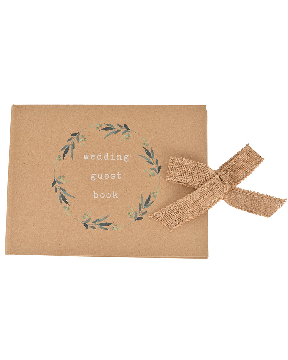 Wedding Guest Book Leaf Design Natural Hessian Bow