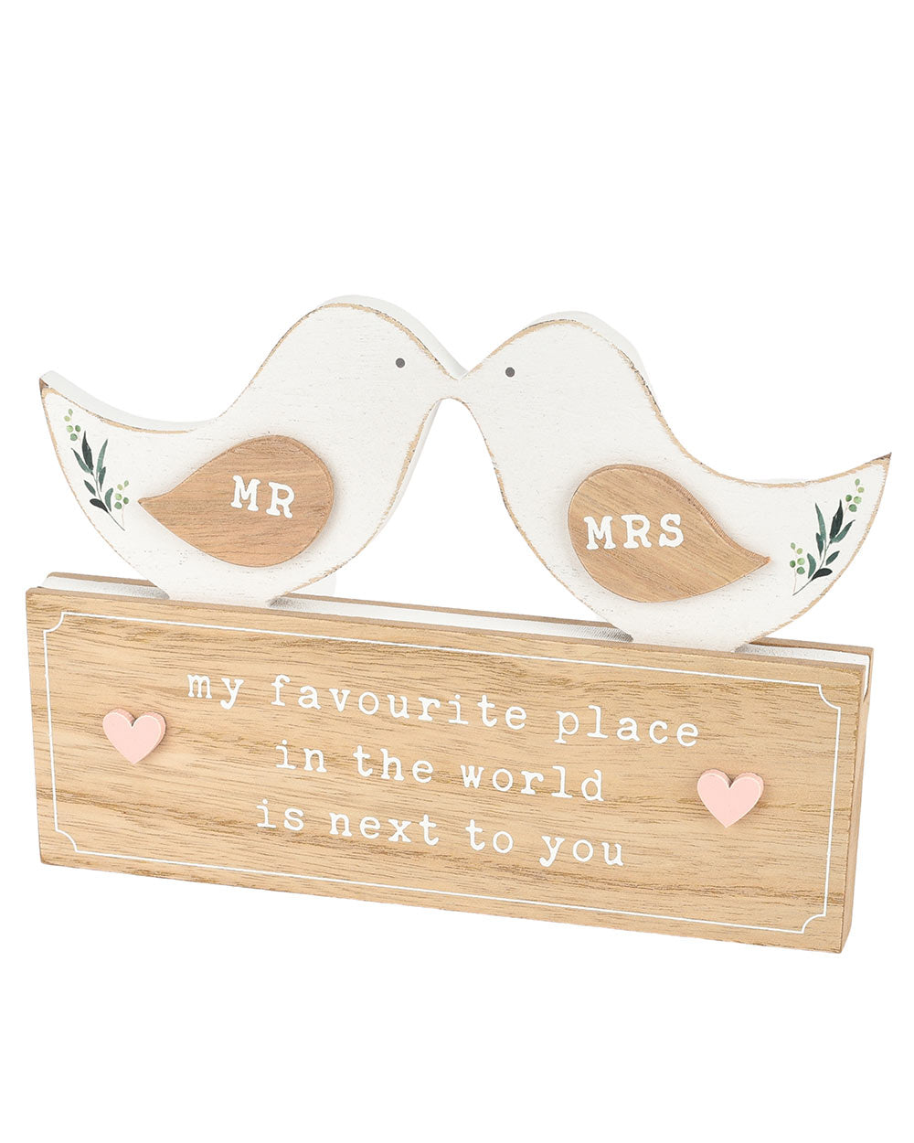 Wedding Gift Mr & Mrs Love Birds Ornament Plaque