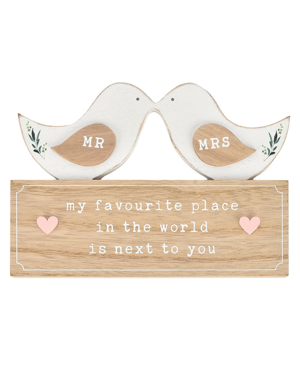 Wedding Gift Mr & Mrs Love Birds Ornament Plaque
