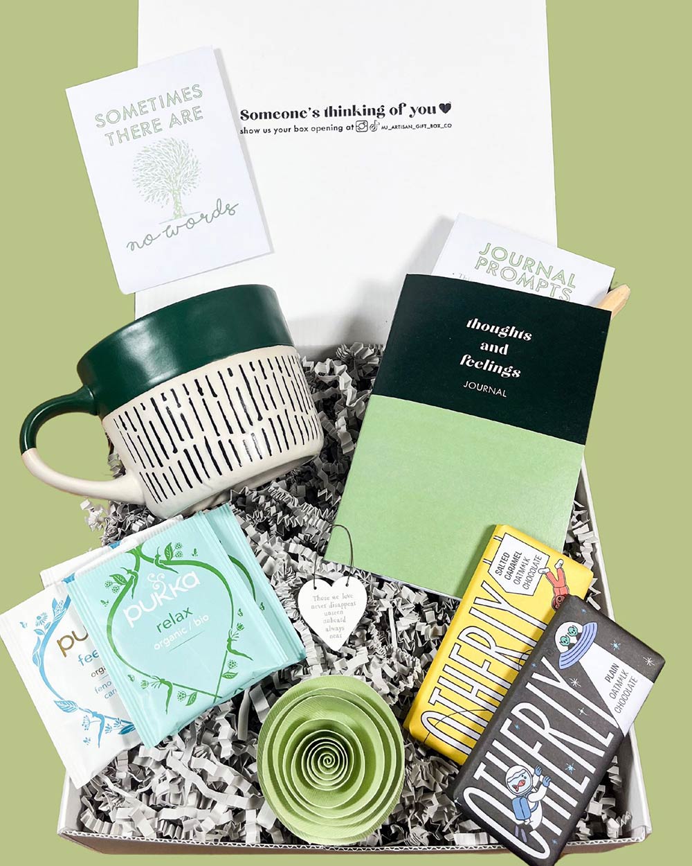 With Sympathy Hamper Gift Box With Mug, Green
