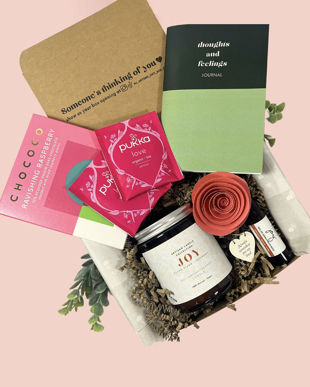 Thinking Of You Gift Hamper With Candle & Journal, Pink