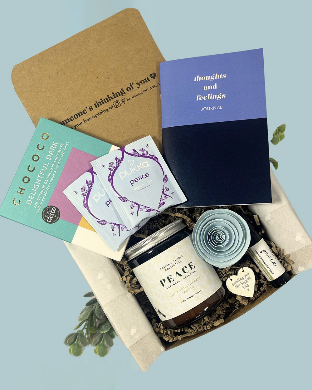Thinking Of You Gift Hamper With Candle & Journal, Blue