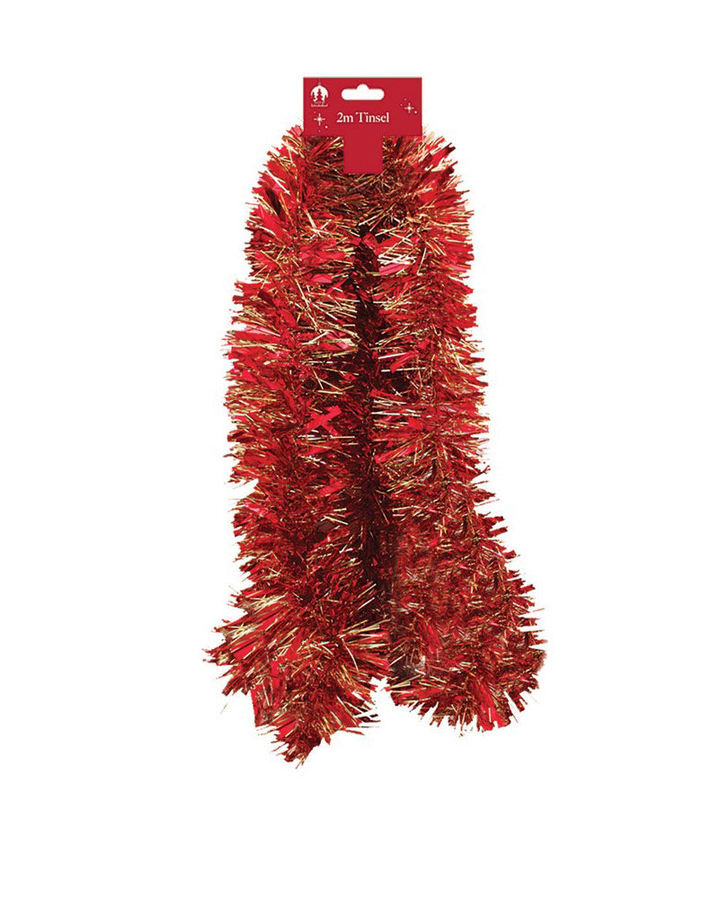 Chunky Christmas Tinsel Red Gold 2m