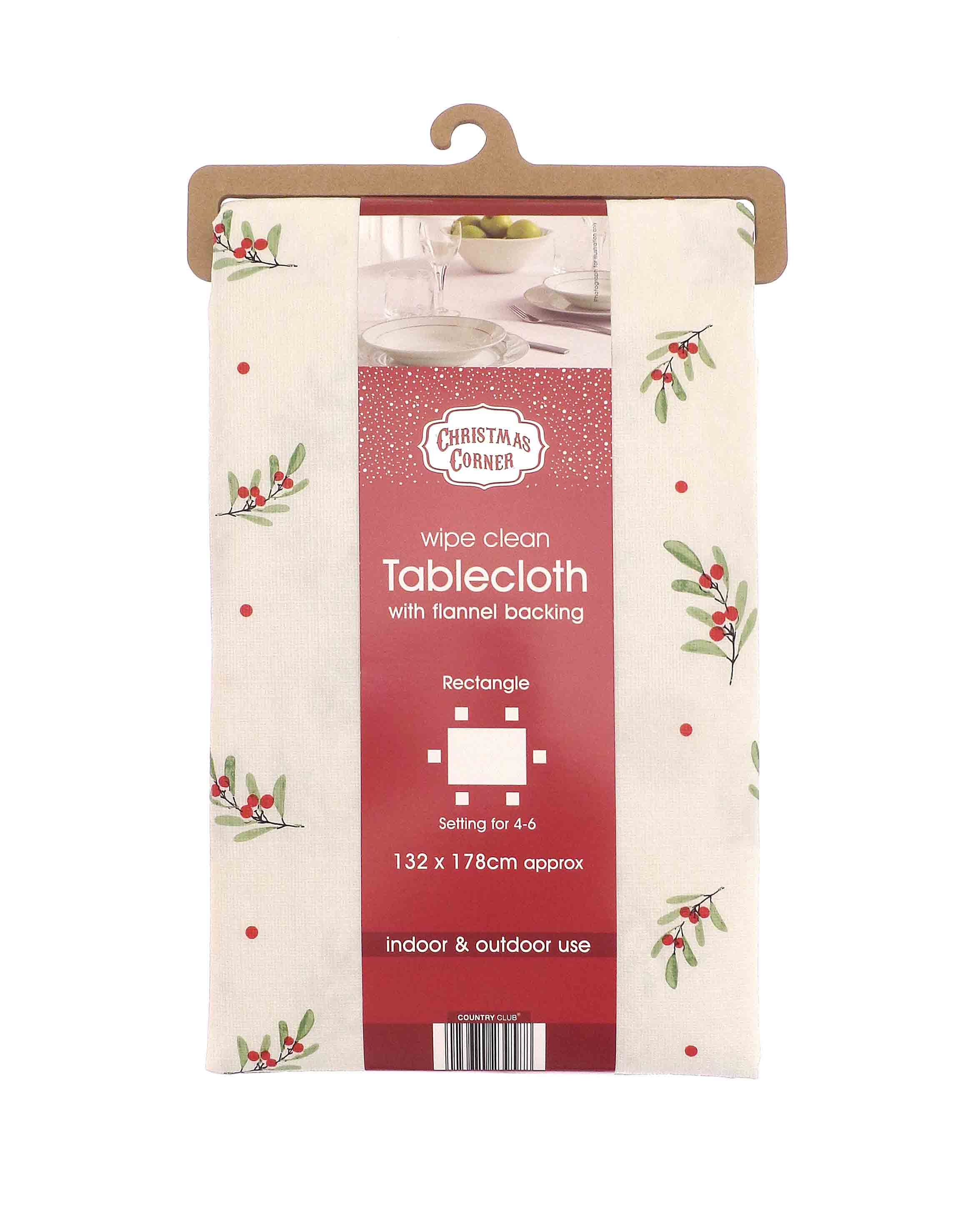 Christmas Wipeable Table Cloth 137 x 178cm Cream