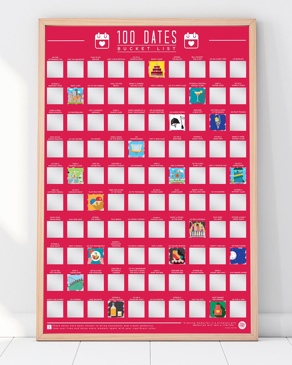 100 Date Night Scratch Off Poster Bucket List