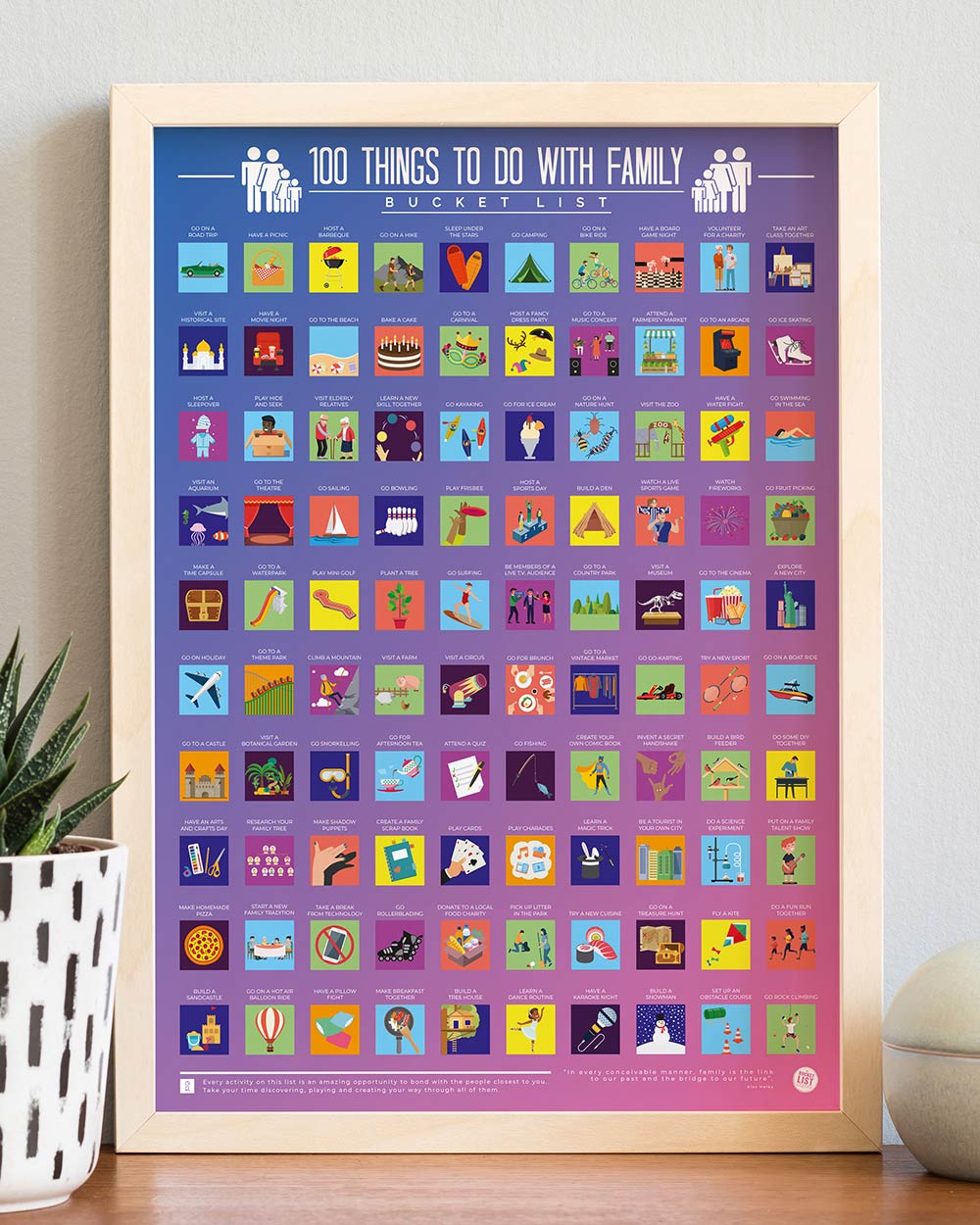 100 Things To Do With Family Bucket List Scratch Off Poster