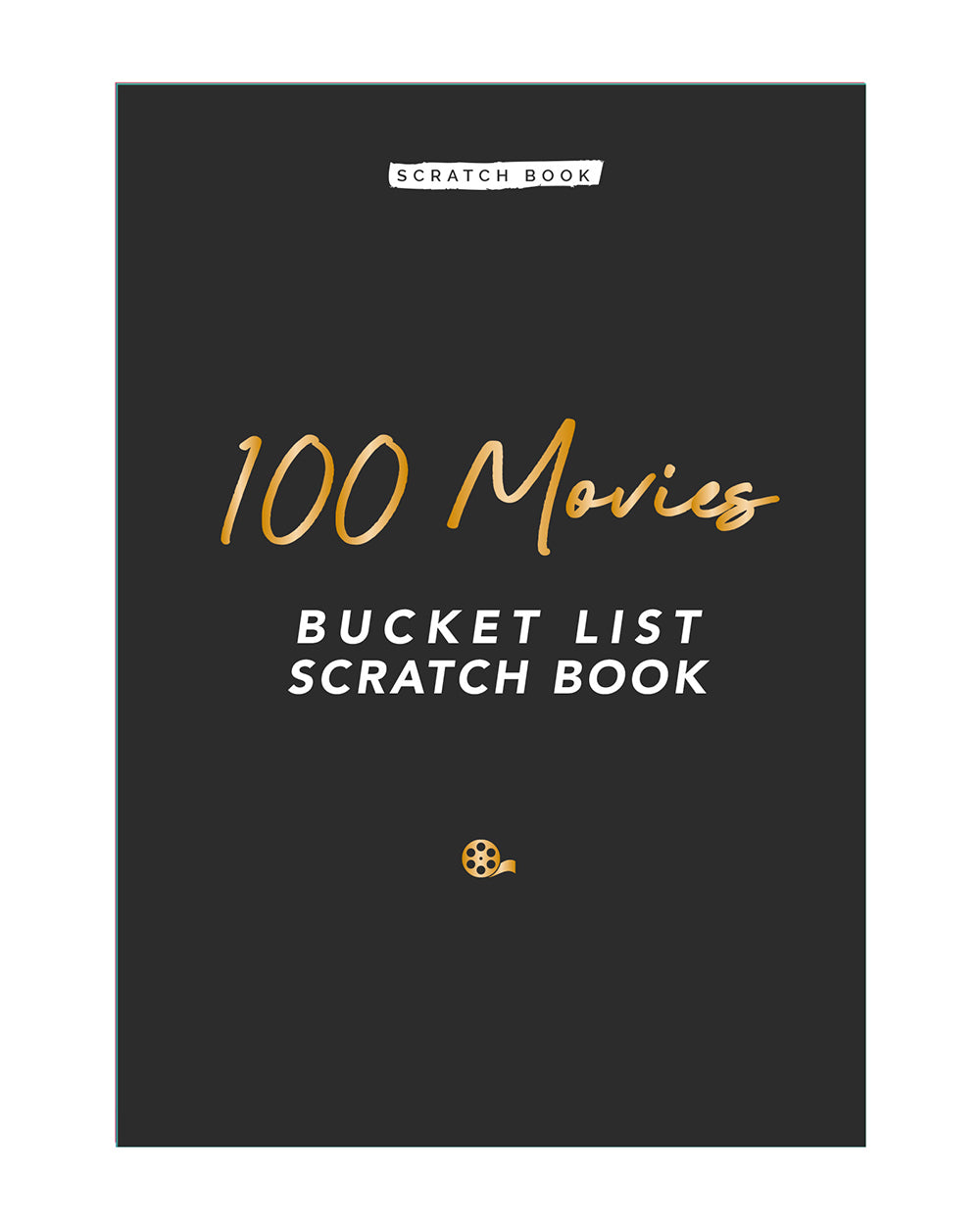100 Movies Bucket List Scratch Book Activity stood up on a white back ground