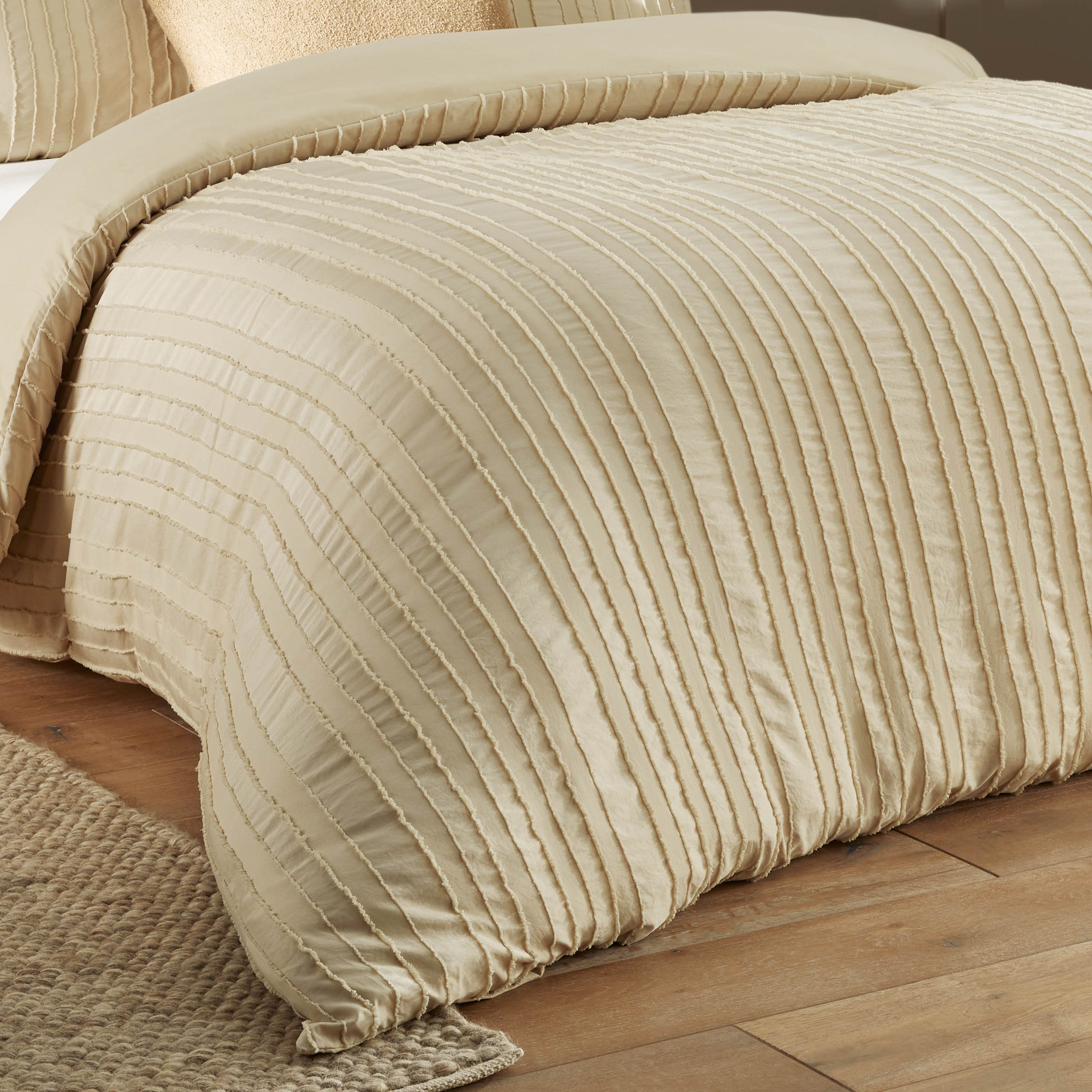 Harrison Stripe Duvet Set Natural Beige Single Double King