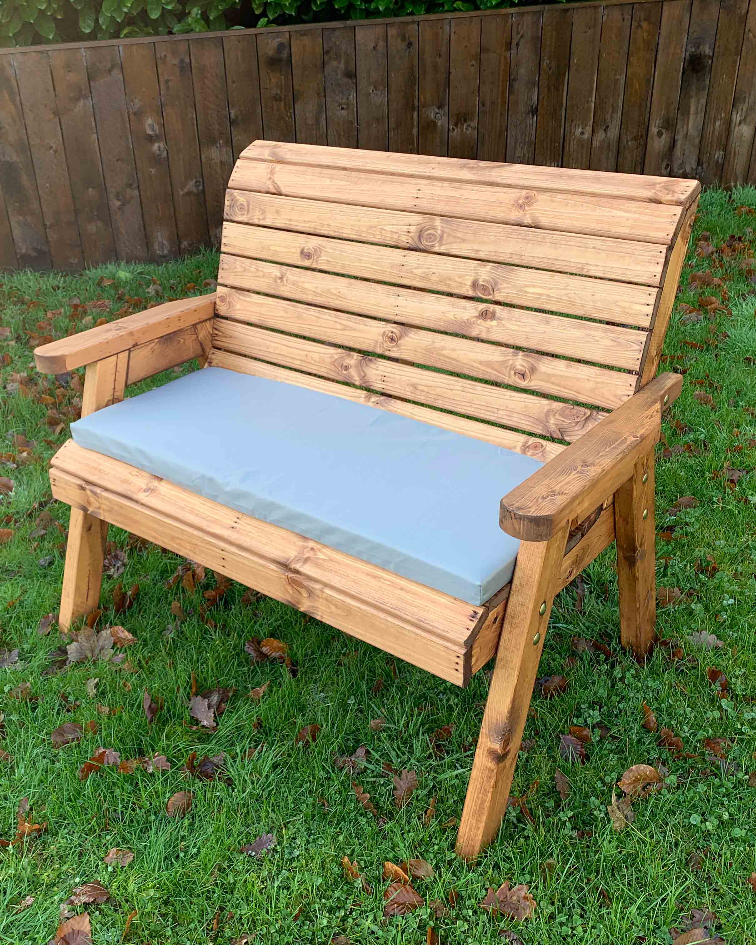Charles Taylor Two Seater Bench with Grey Cushions