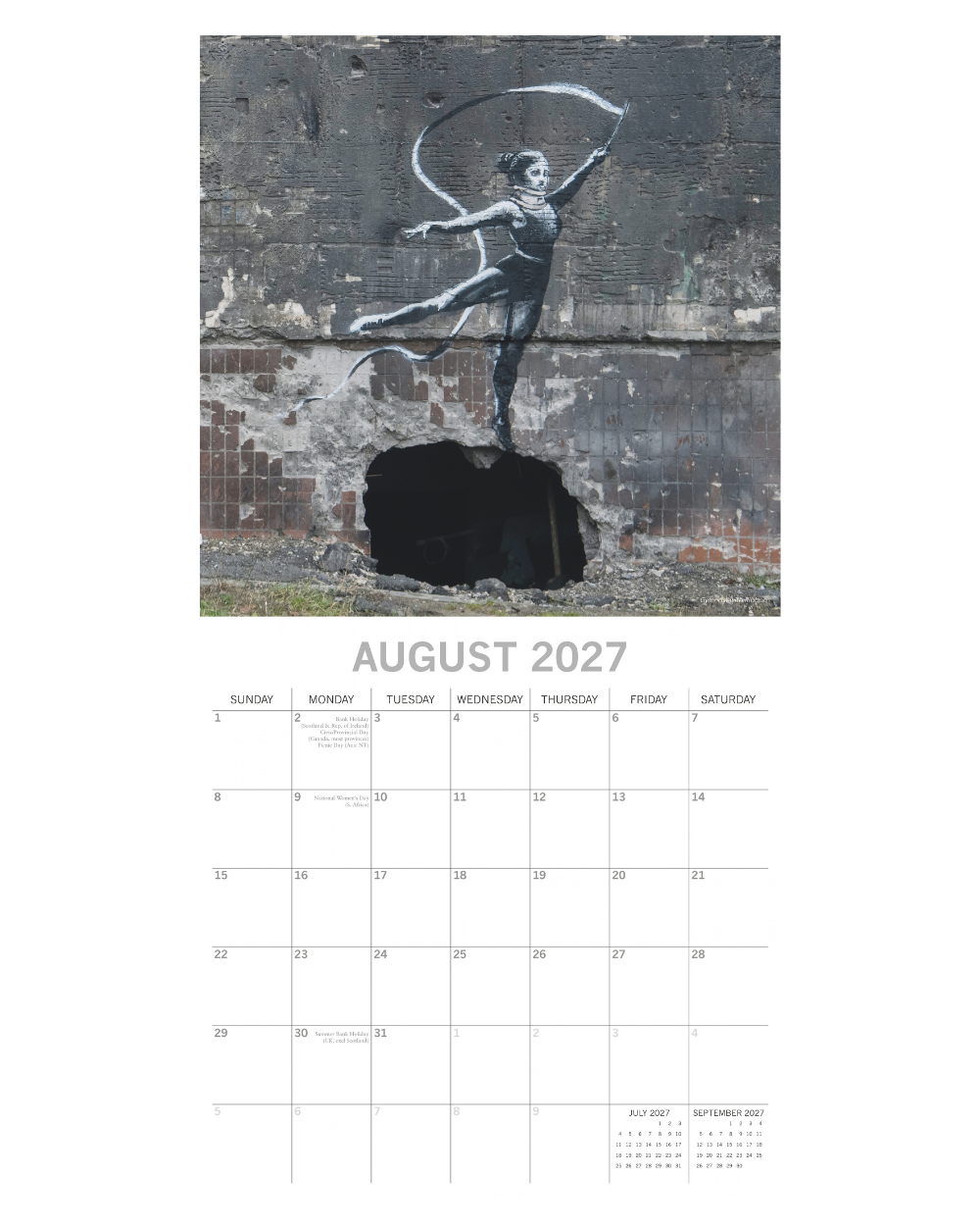 2027 Spinner Wall Calendar Urban Art Banksy
