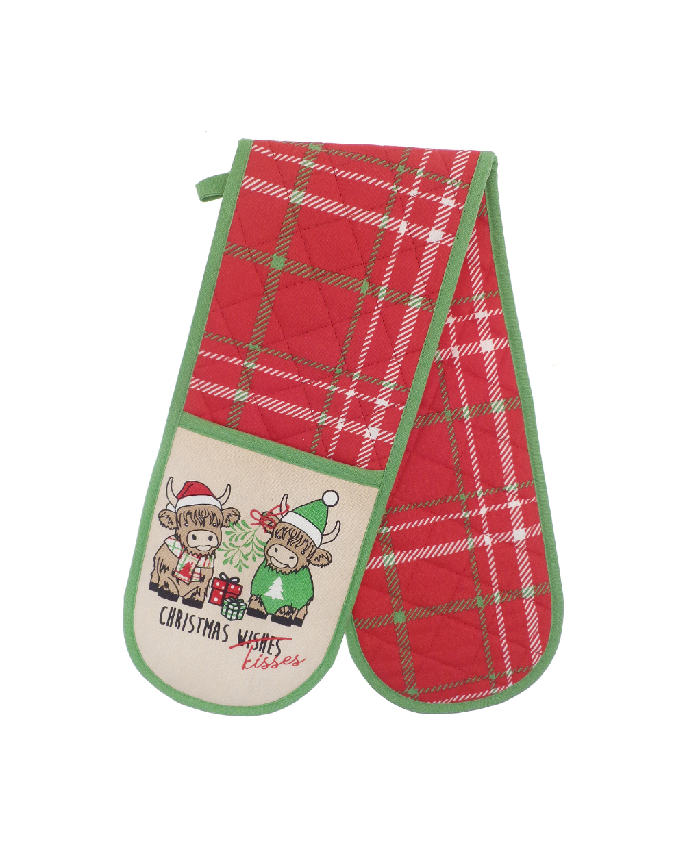 Christmas Kisses Highland Cow Double Oven Glove