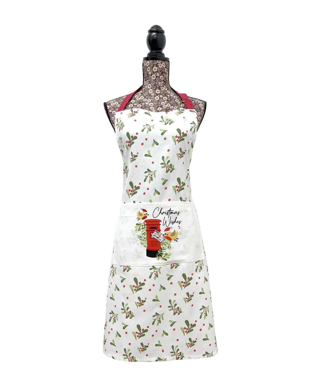 Christmas Wishes Robin Apron One Size White